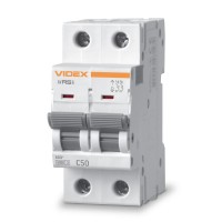 Автоматичний вимикач RS6 2п 50А 6кА С VIDEX RESIST VF-RS6-AV2C50 - 481526