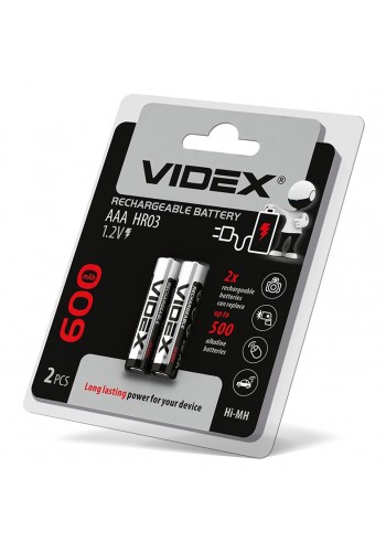 Акумулятори Videx HR03/AAA 600mAh double blister/2шт HR03/600/2DB - 291826