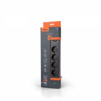 Мережевий подовжувач VIDEX ONCORD з/з 4п 3м (3x1.5мм) 3.4А USB(QC3.0) +USB-C(PD20W) з кнопкою Black VF-PD43G1QC1PD-B - 484930