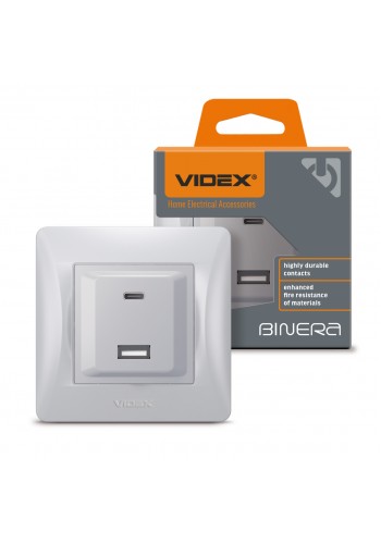 Розетка USB-A + USB-C PD20W срібний шовк VIDEX BINERA VF-BNCHRUC20-SS - 486408