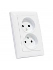 Розетка подвійна без заземлення біла TINA HOROZ ELECTRIC 112-005-0018-010