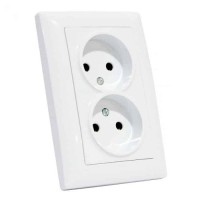 Розетка подвійна без заземлення біла TINA HOROZ ELECTRIC 
112-005-0018-010