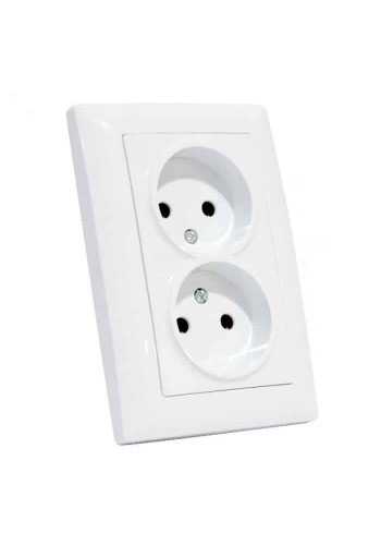 Розетка подвійна без заземлення біла TINA HOROZ ELECTRIC 112-005-0018-010