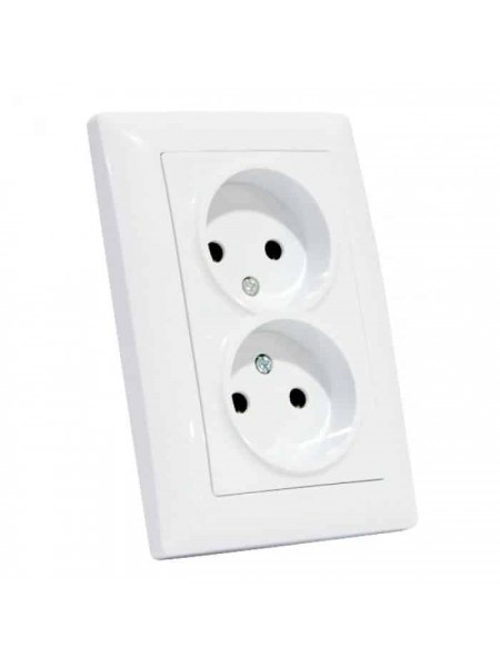 Розетка подвійна без заземлення біла TINA HOROZ ELECTRIC 
112-005-0018-010