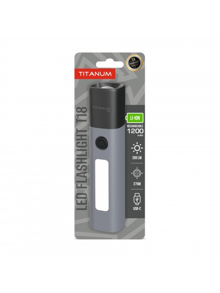 Портативний світлодіодний ліхтарик TITANUM TLF-T18 200Lm Gray TLF-T18 - 489850