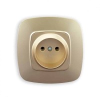 Розетка одинарна без заземлення золото ELA HOROZ ELECTRIC 
112-007-0005-030