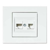 Розетка комп’ютерна двійна (CAT6) біла GRANO OVIVO 
400-010300-230