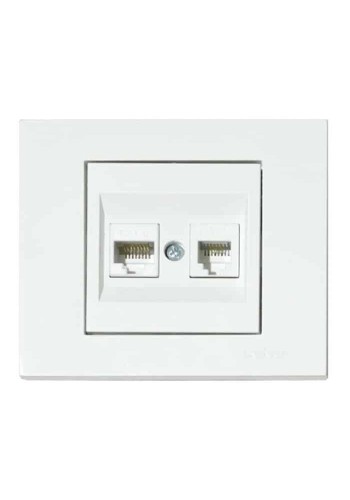 Розетка комп’ютерна двійна (CAT6) біла GRANO OVIVO 400-010300-230