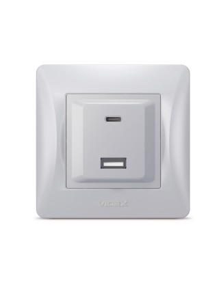 Розетка USB-A + USB-C PD20W срібний шовк VIDEX BINERA VF-BNCHRUC20-SS - 486408