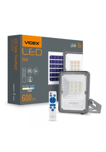 LED прожектор автономний VIDEX 600Lm 5000K Сенсорний (VLE-FSO-205-S) VLE-FSO-205-S - 542354