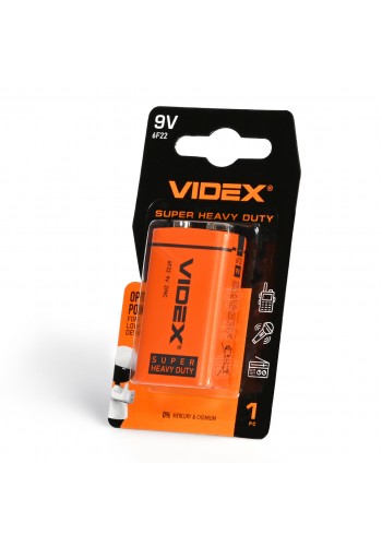 Батарейка сольова VIDEX 6F22/9V (Крона) 1шт SMALL BLISTER 6F22/1SB/9V - 487269