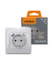 Розетка одинарна із заземленням з USB+USB-C срібний шовк VIDEX BINERA VF-BNSK1GUC-SS - 485296
