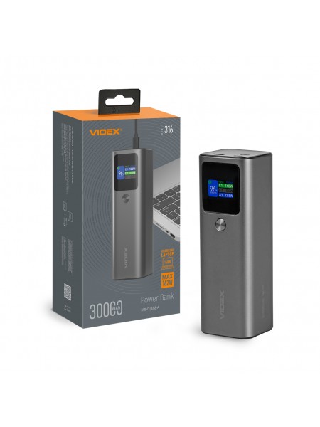 Повербанк 30000mAh VIDEX VPB-316 162W PD140W +Display VPB-316-G - 487146