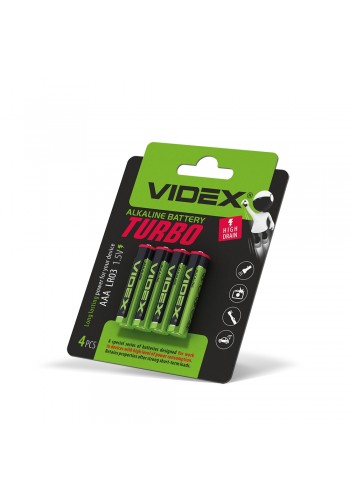 Батарейка лужна Videx LR03/AAA Turbo 4шт BLISTER LR03T/AAA 4B - 482349