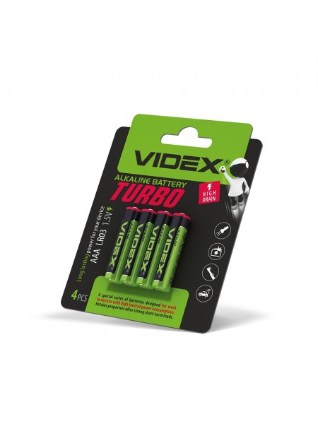 Батарейка лужна Videx LR03/AAA Turbo 4шт BLISTER LR03T/AAA 4B - 482349