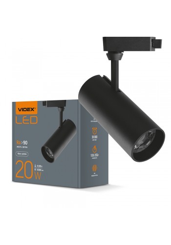 LED світильник трековий VIDEX 20W 4100K чорний VL-TR04-204B - 299396