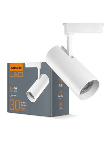 LED світильник трековий VIDEX 30W 4100K білий VL-TR04-304W - 299389