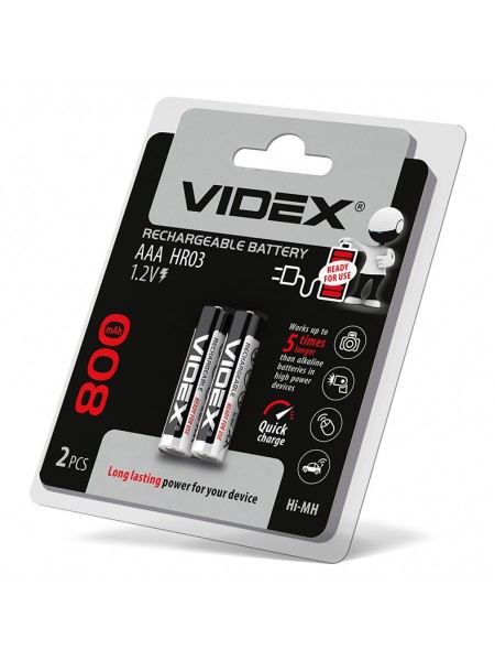 Акумулятори Videx HR03/AAA 800mAh double blister/2шт HR03/800/2DB - 291765