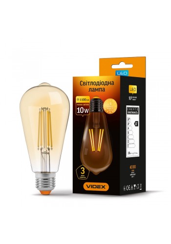 LED лампа VIDEX Filament ST64FA 10W E27 2200K бронза VL-ST64FA-10272 - 481694