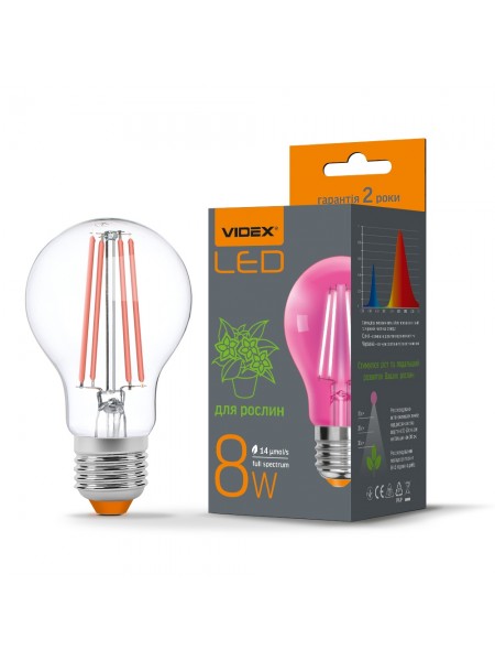 LED лампа VIDEX Filament A60FF 08W E27 1200K VL-A60FF-08271 - 299341