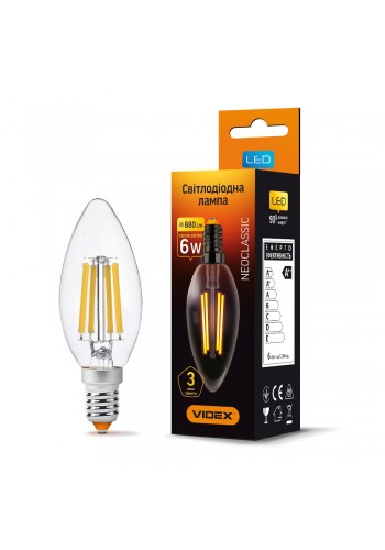 LED лампа VIDEX Filament C37F 6W E14 3000K VL-C37F-06143 - 299112