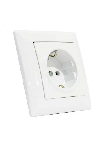 Розетка одинарна з заземленням біла TINA HOROZ ELECTRIC 112-005-0009-010