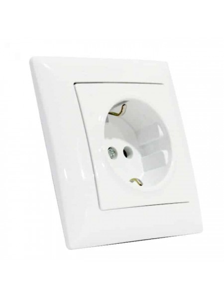Розетка одинарна з заземленням біла TINA HOROZ ELECTRIC 
112-005-0009-010