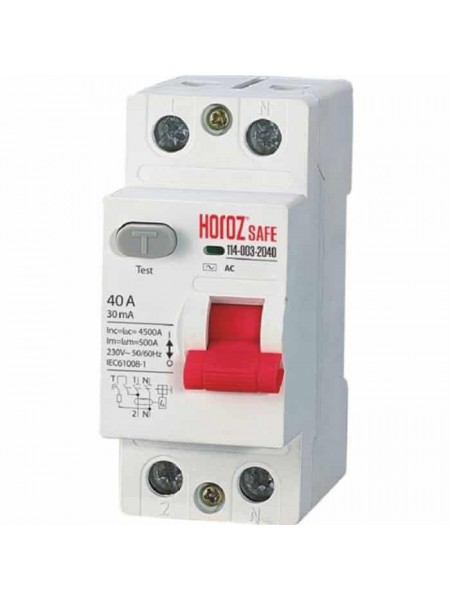 ПЗВ SAFE 40А 2P HOROZ ELECTRIC 
114-003-2040-010