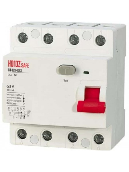 ПЗВ SAFE 63А 4P HOROZ ELECTRIC 
114-003-4063-010