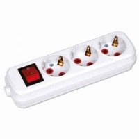 Колодка 3 гнізда з заземленням і вимикачем HOROZ ELECTRIC 
200-300-302