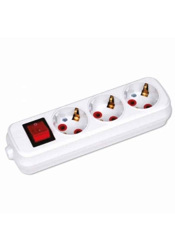 Колодка 3 гнізда з заземленням і вимикачем HOROZ ELECTRIC 200-300-302