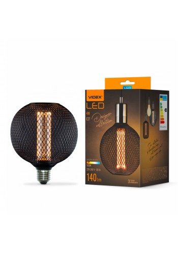 LED лампа VIDEX Filament VL-DBMC125150 4W E27 1800K Black Chainmail style VL-DBMC125150 - 484381