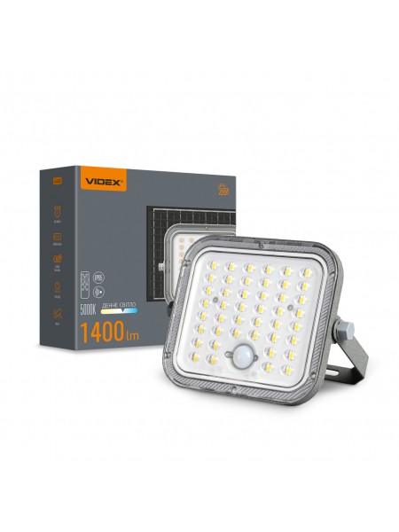 LED прожектор автономний VIDEX VL-FSO4-205-S 1400Lm 5000K VL-FSO4-205-S - 486927