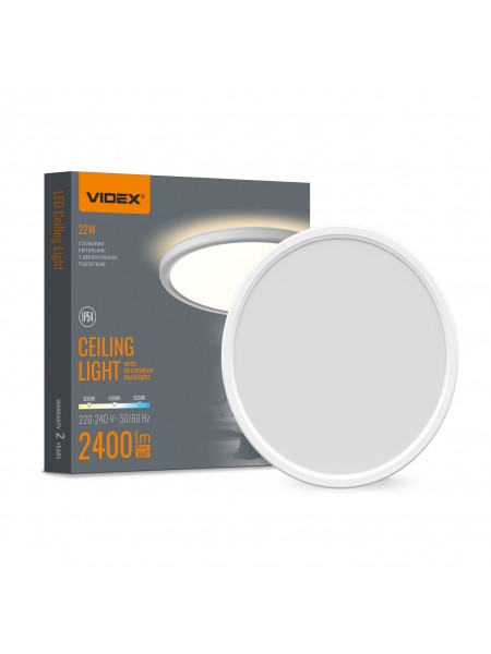 LED світильник з декоративною підсвіткою VIDEX DL5R 22W 3000K-4000K-5000K White VL-DL5R-22CW - 487351