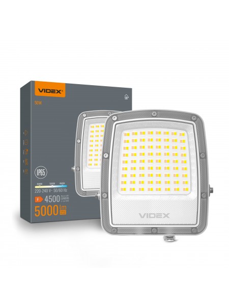 LED прожектор VIDEX F5 50W 3000-5000-6500K 230V White (VL-F5-050CW) VL-F5-050CW - 400585