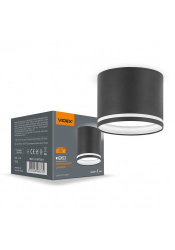 Світильник VIDEX під лампу GX53 накладний Чорний (VL-SPF35A-B) VL-SPF35A-B - 488372