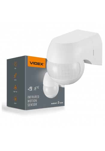 Датчик руху та освітленості VIDEX VL-SPW11W 220V 800W IP44 інфрачервоний білий VL-SPW11W - 488501
