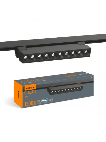 LED світильник трековий VIDEX TR06 15W 4100K 220V чорний VL-TR06-154B - 486279