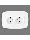 Розетка подвійна без заземлення біла ELA HOROZ ELECTRIC 112-007-0007-010