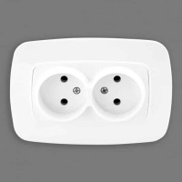 Розетка подвійна без заземлення біла ELA HOROZ ELECTRIC 
112-007-0007-010