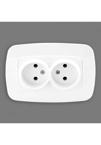 Розетка подвійна без заземлення біла ELA HOROZ ELECTRIC 112-007-0007-010