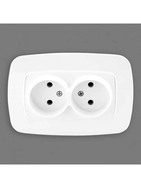 Розетка подвійна без заземлення біла ELA HOROZ ELECTRIC 
112-007-0007-010
