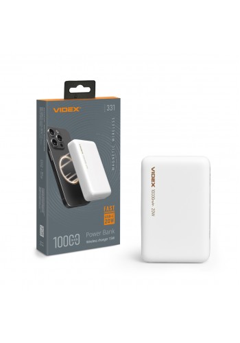 Повербанк з бездротовою зарядкою 10000mAh VIDEX VPB-331 PD20W White VPB-331-W - 486590
