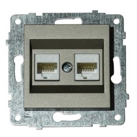 Механізм розетки комп’ютерної двійної (CAT6) GRANO антрацит OVIVO 
600-000313-230