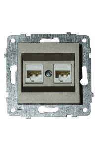 Механізм розетки комп’ютерної двійної (CAT6) GRANO антрацит OVIVO 
600-000313-230