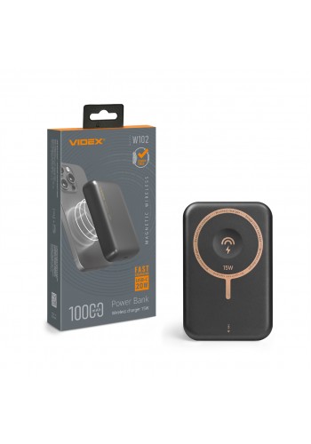 Повербанк з бездротовою зарядкою 10000mAh VIDEX VPB-W102 PD20W Grey VPB-W102-G - 487023