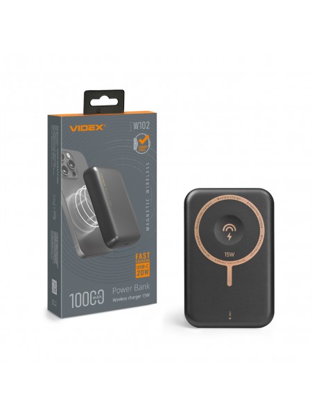 Повербанк з бездротовою зарядкою 10000mAh VIDEX VPB-W102 PD20W Grey VPB-W102-G - 487023