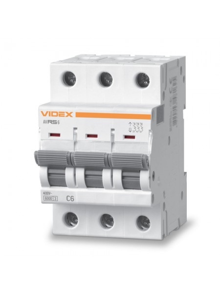 Автоматичний вимикач RS6 3п 6А 6кА С VIDEX RESIST VF-RS6-AV3C06 - 481540