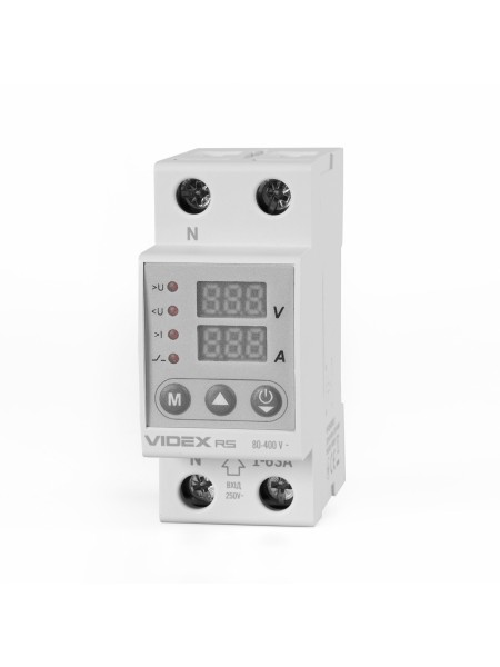 Реле контролю напруги та струму VIDEX RESIST 145-300В 1-63А VF-RS-RNT63 - 482837