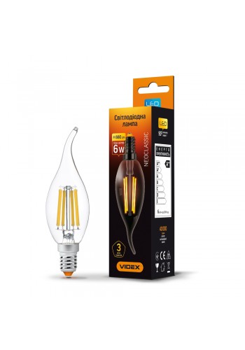 LED лампа VIDEX Filament C37Ft 6W E14 4100K VL-C37Ft-06144 - 299037